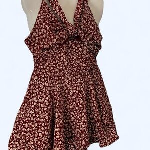 Burgundy and White Floral Dress MiAmi S